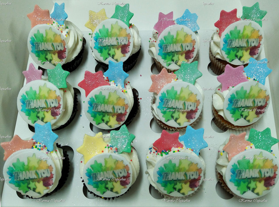 Thank You edible image Cupcakes with stars