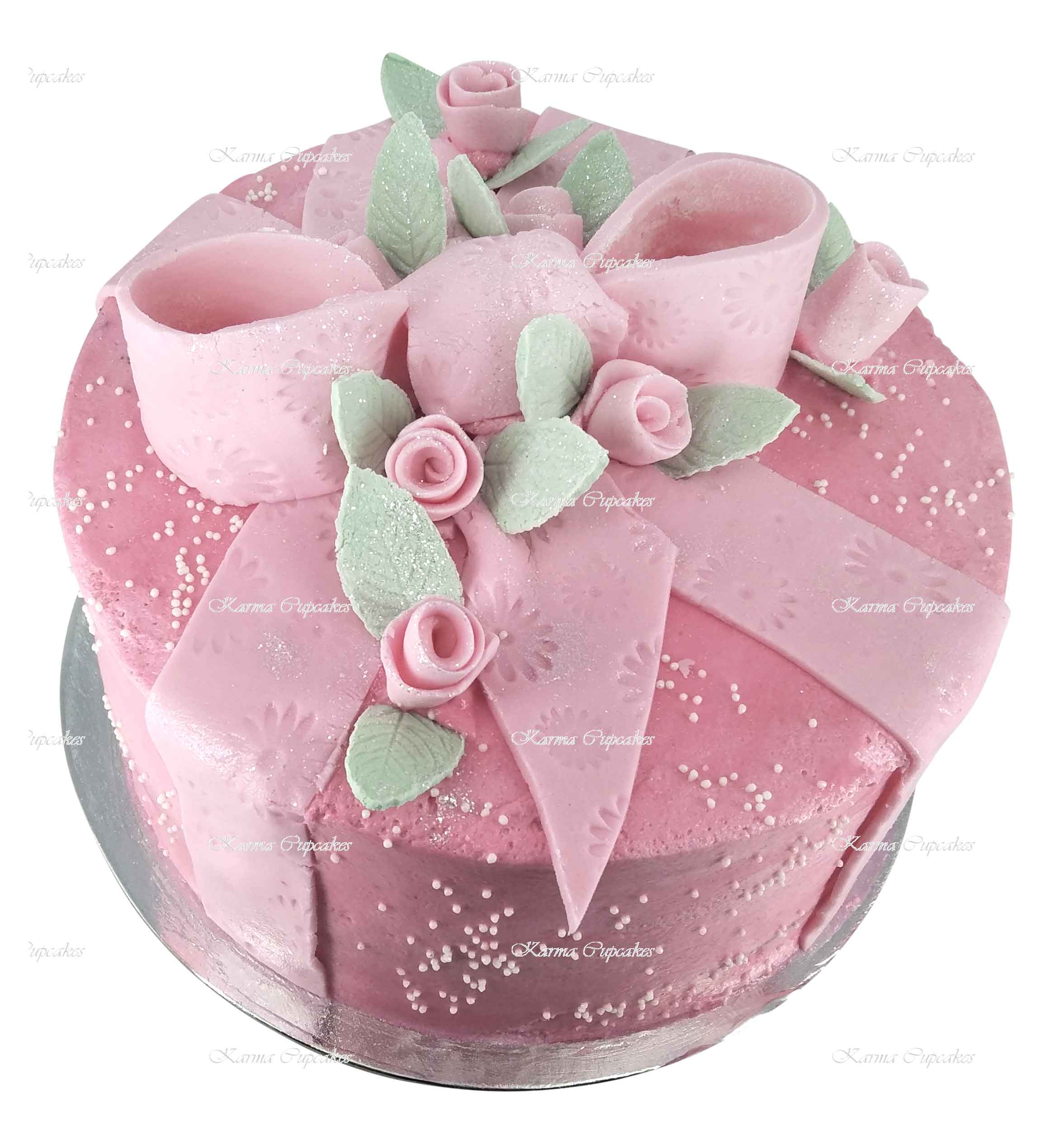 Pretty-pink-ribbon-bow-cake
