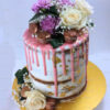 naked drip cake with flowers 6 layer (3 cakes serves up to 36) Macaroons extra small