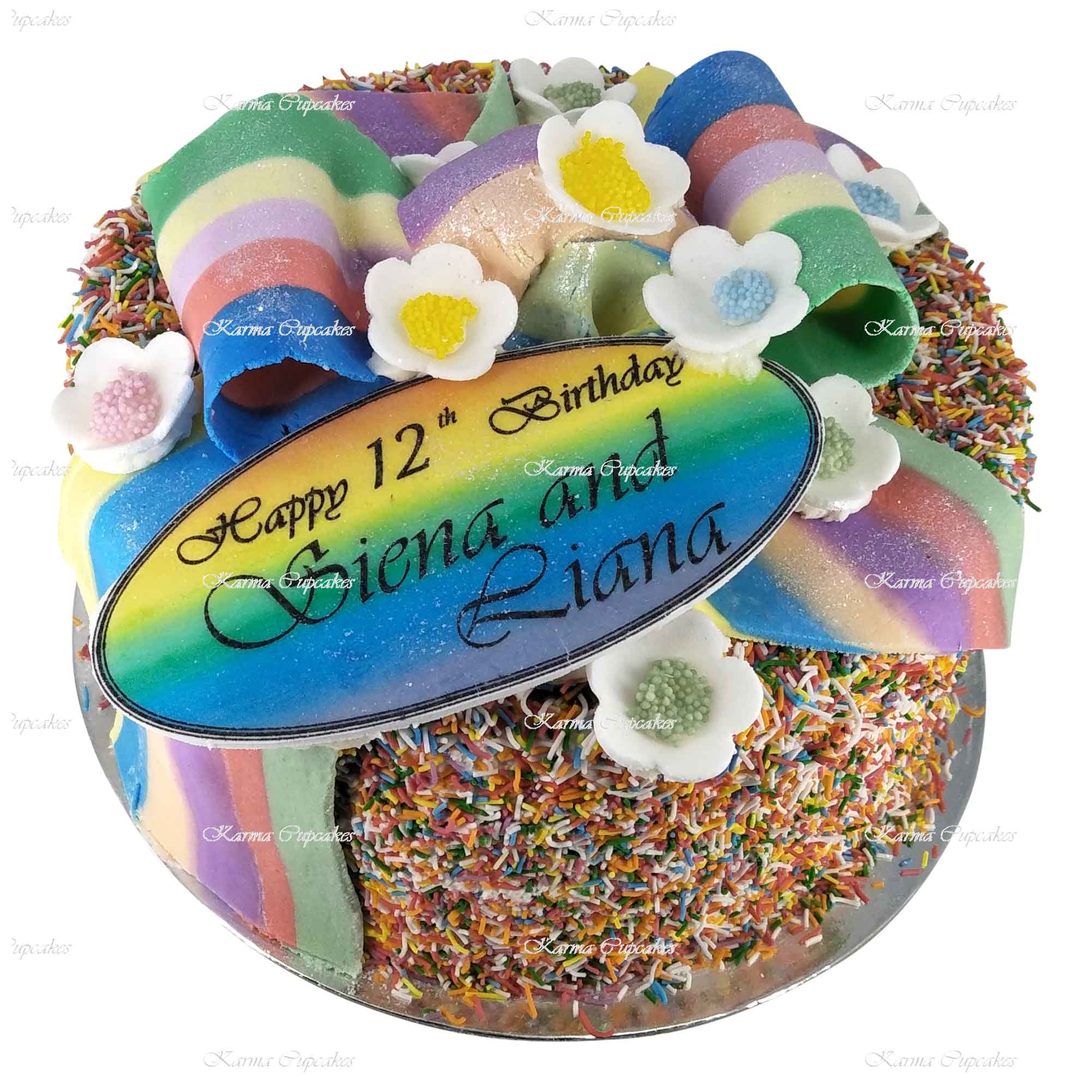 rainbow-ribbon-and-flowers-hundreds-and-thousands-cake-happy-12th-birthday