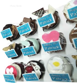 Birthday gourmet cupcakes with edible images