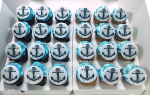 Blue Anchor edible image mini cupcakes