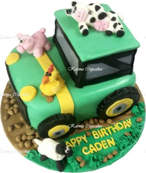 Farmyard Green Tractor Cake