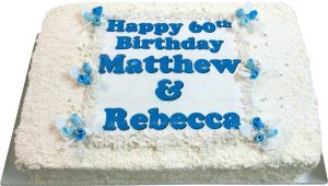 Edible Image Quarter Slab Cake with White Chocolate Flakes or buttercream iced
