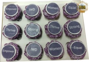 International Women's Day Cupcakes with Round Logo