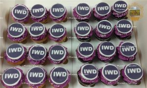 International Women's Day Mini Cupcakes with Round Logo