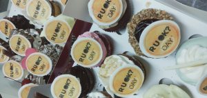 R U Ok? Round Logo on a High Tea Mini Cupcake - Minimum 12