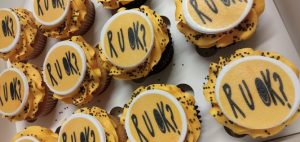 Regular size R U Ok? Cupcake - Round Logo -Vanilla/Chocolate - Minimum 6