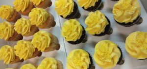 R U Ok? MINI Cupcake with a Traditional Yellow Swirl -Vanilla/Chocolate - Minimum 12