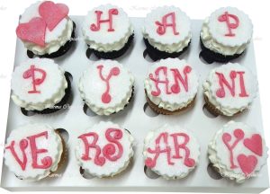 Anniversary Heart Cupcakes - Pack of 12