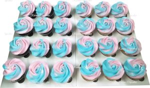 Baby Shower Pink and Blue Swirl Mini Cupcakes