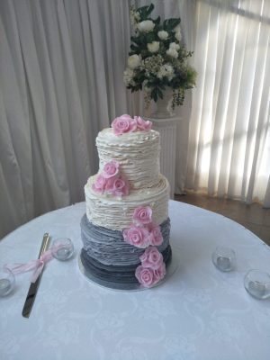 Ombre buttercream ruffle wedding cake