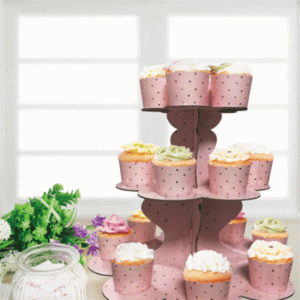 Pink with Gold Dots 3 Tiers Cake Stand