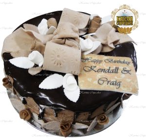 Chocolate Ganache Drip Cake with Sugar Bows and Flowers