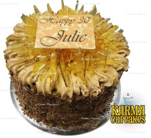 Double layer Chocolate and Caramel Gateaux with toffee pieces