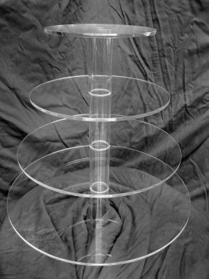 Hire 3-4 Tier Round Acrylic ($22 + $70 deposit refunded on return)
