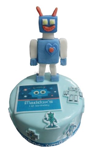 Children's robot cake with edible images