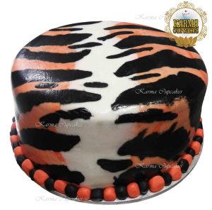 Tiger Skin 8 inch fondant iced cake