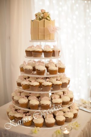 Vanilla Custard Cupcakes with lace pieces